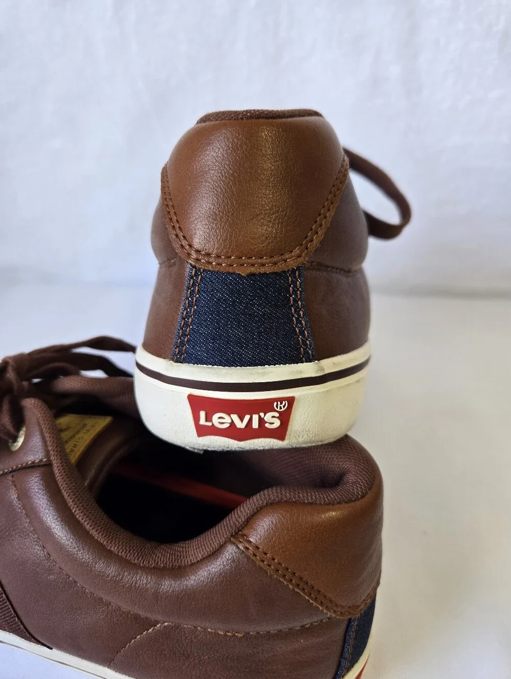 Levi Strauss & Co Men's Brown Casual Sneakers Size 12 Faux Leather Lace Up Shoes